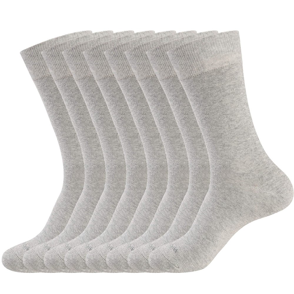 WANDER Men's Solid Dress Socks Cotton Men 8 Pairs Trouser Thin Classic Socks (Shoe Size:13-15, 8 Pairs Grey)