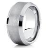 10mm Tungsten Wedding Band Silver Tungsten Ring Tungsten Carbide Band Brushed (8) view 1