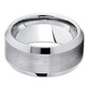 10mm Tungsten Wedding Band Silver Tungsten Ring Tungsten Carbide Band Brushed (8) view 2