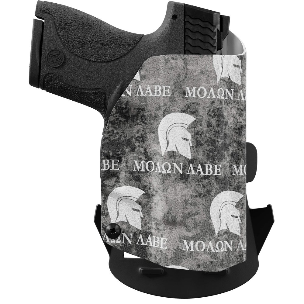We The People Holsters - Molon Labe - Right Hand - OWB Holster Compatible with Smith & Wesson M&P Shield / M2.0 / Plus 9mm/.40/30 Super Carry w/Crimson Trace LG489G Laser