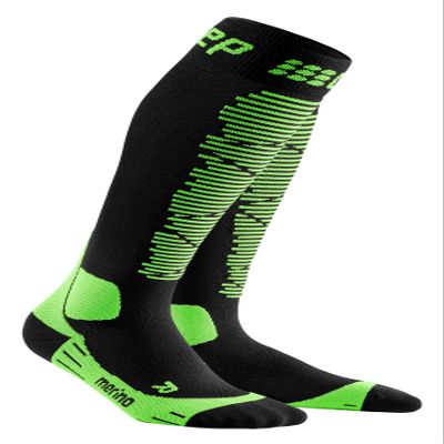 CEP ski merino socks, black/green, women II