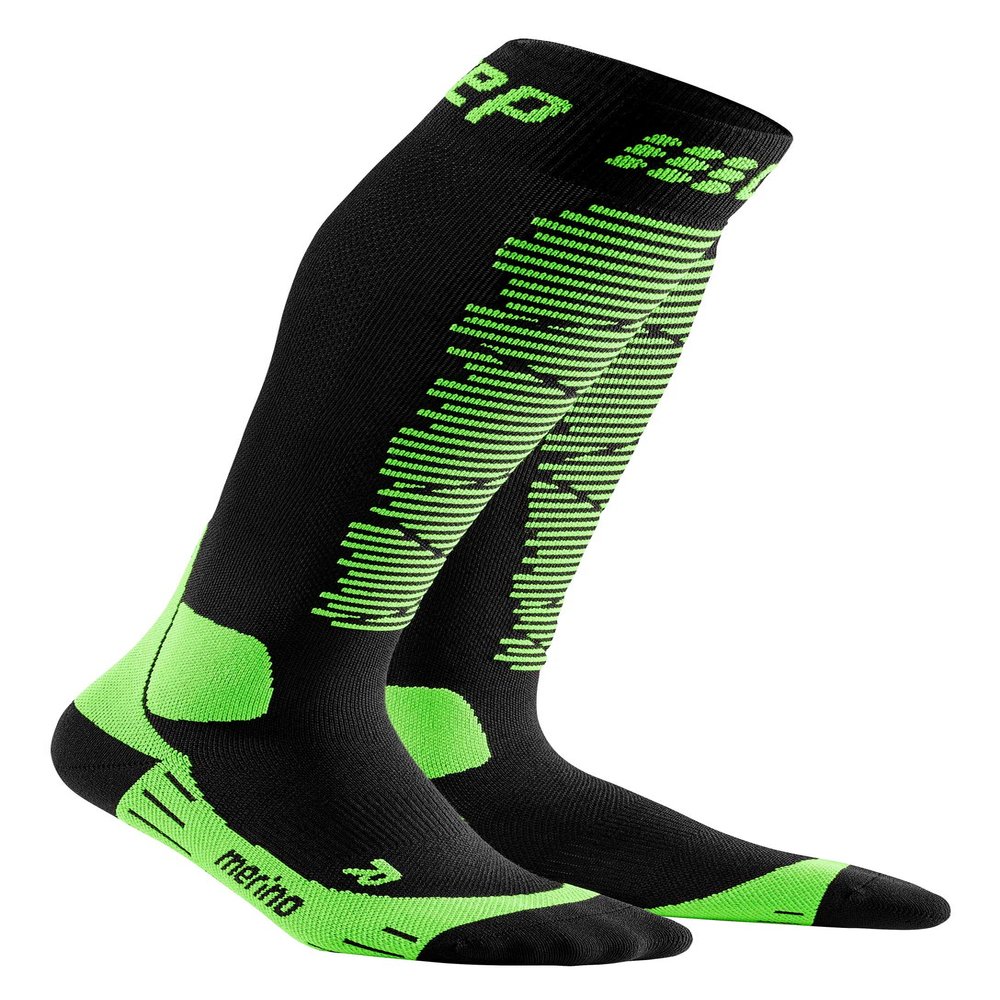 CEP ski merino socks, black/green, women II