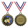 Fishing Gold Large 3 Inch Engraved Medals Trophy Award Personalized Free D03-FCL470 1PK view 1