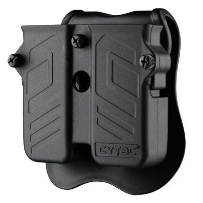 Double Magazine Pouch Fit 9mm 10mm .40 .45 Caliber Dual & Single Stack Magazines - Universal Mag Holder | Polymer Paddle Holster | Adjustable Size & Cant | Ambidextrous | Outside Waistband | Black