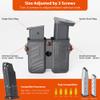 Double Magazine Pouch Fit 9mm 10mm .40 .45 Caliber Dual & Single Stack Magazines - Universal Mag Holder | Polymer Paddle Holster | Adjustable Size & Cant | Ambidextrous | Outside Waistband | Black view 2
