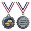 Custom Engraved 3 inch Metal Football Award Medals with Silver Finish and Attached 2 Inch Full Color Sport Insert. EG28 (Pack of 1) view 1