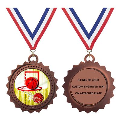 Basketball Bronze Large 3 Inch Engraved Medals Trophy Award Personalized Free D03-FCL411 50PK