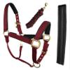 CHALLENGER Nylon Horse Neoprene Padded Burgundy Adjustable Halter Brass Hardware 606173BG view 1
