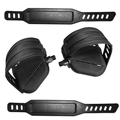SBDs (PAIR - L + R) Life Fitness Compatible (Aftermarket) Commerical Bike Pedals. Spindle Thread size 9/16 w/Extra Pair of Adjustable Straps- OEM AK63-00124-0001