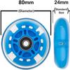 AOWISH 2-Pack Light Up Scooter Rear Wheels 80mm Flash Flashing Inline Skates Replacement Wheel with Bearings ABEC 9 for Adjustable 3-Wheel Kick Scooters (Blue) view 3