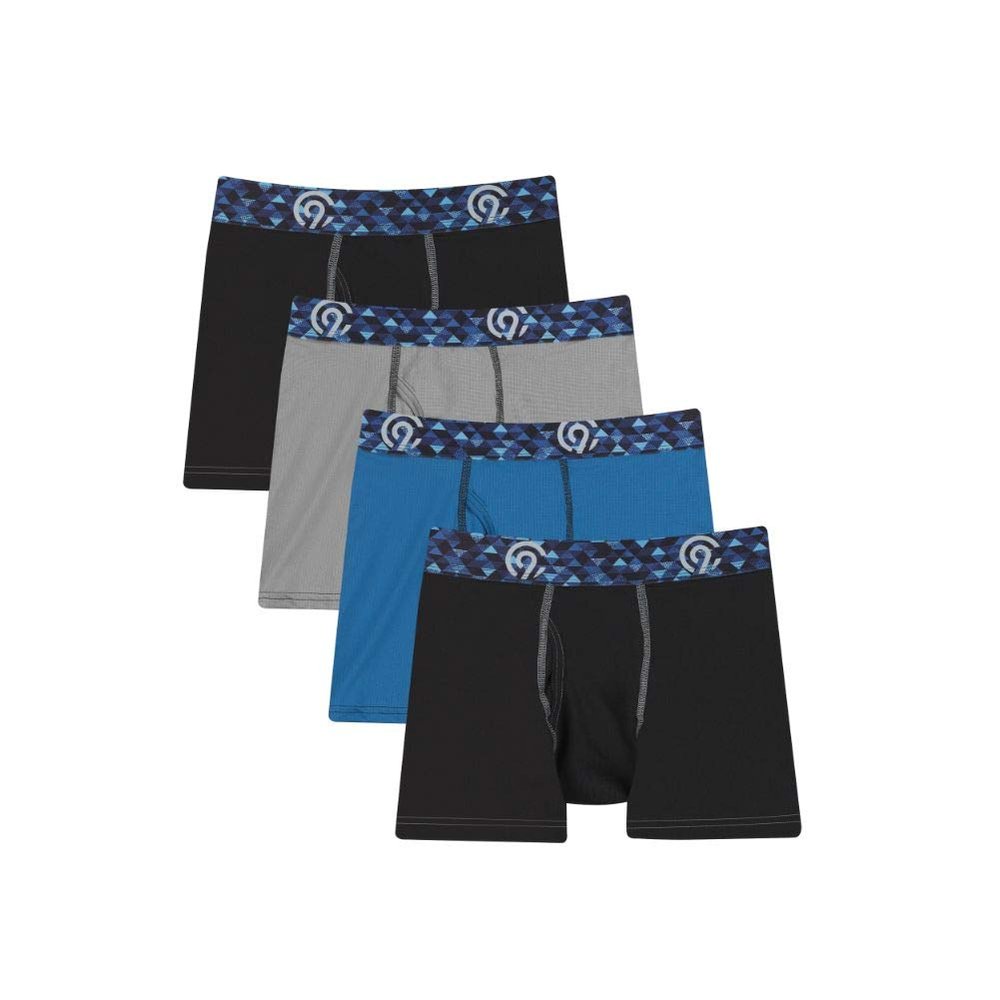 C9 Champion boys Lightweight Stretch Boxer Briefs, New Ebony, Comet Gray, Quarry Blue, New Ebony, Medium US