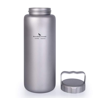 iBasingo 1050ml/35.5 oz Titanium Water Bottle with Handle Outdoor Leak-Proof Wide Mouth Sport Drinking Bottle Camping Tea Coffee Canteen Kettle for Hiking Climbing Running A-Ti3006D
