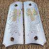 1911 Grips Nickel Plated Full Size Punisher Ambi Safety Cut Grips view 1