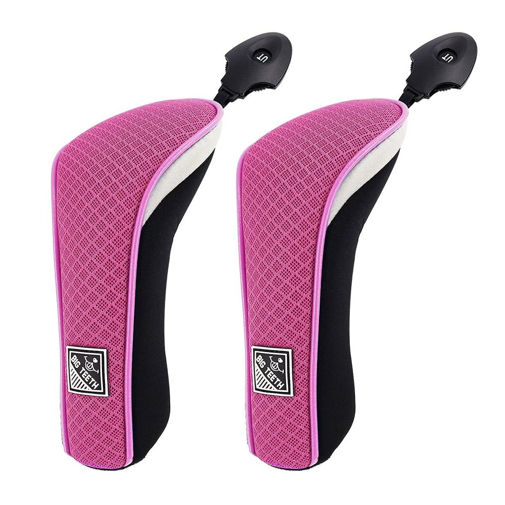 BIG TEETH Golf Hybrid Head Covers Set Headcovers Utility UT Club Protector Meshy with Interchangeable Number Tag (2 Pcs)