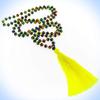 32" Necklace Long Beaded Yellow Peacock Premium Glass Beads With Tassel Pendant Unique Chic Crystal Rhinestone Elegant Jewelry Necklace For Women view 1