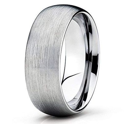 Silly Kings Jewelry Gray Tungsten Band 8mm Tungsten Carbide Ring Brushed Tungsten Band Wedding Band (6.5)