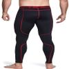 TSLA Men's Thermal Compression Pants, Athletic Sports Leggings & Running Tights, Wintergear Base Layer Bottoms, Heatlock Black & Red, X-Small view 2