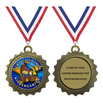 Kindergarten Graduation Gold Large 3 Inch Engraved Medals Trophy Award Personalized Free D03-FCL499 50PK