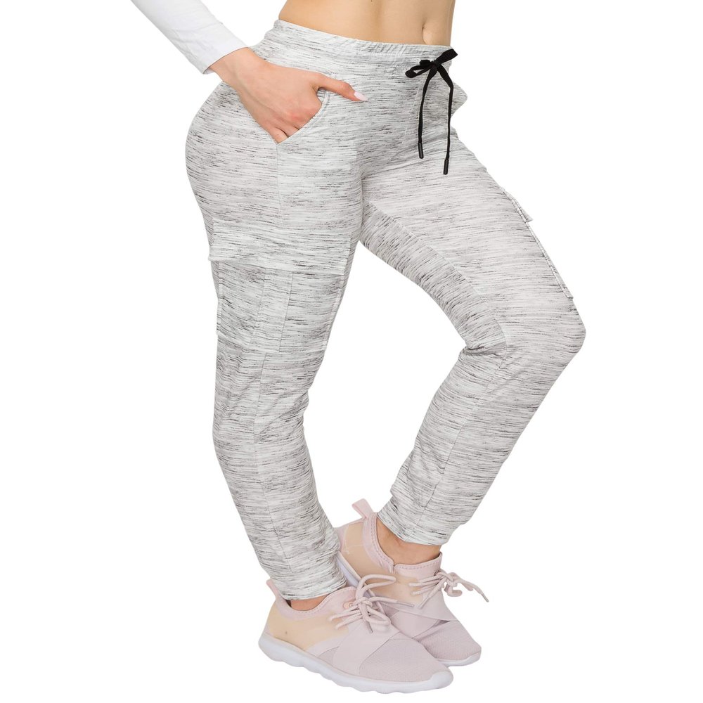 ALWAYS Cargo Jogger Pants for Women - Super Soft Casual Lounge Sweatpants Heather Grey L