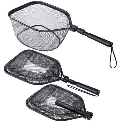 PLUSINNO Fly Fishing Net, Bass Trout Landing Net, Folding Fishing Nets Fresh Water, Safe Fish Catching or Releasing (17" x 12" Hoop Size)