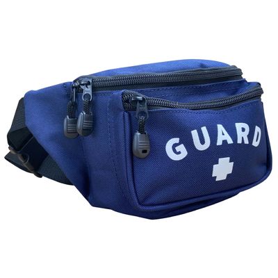 Kemp USA Lifeguard Hip Pack, Navy Blue, Water-Resistant, Compact & Lightweight, Adjustable Strap, Multiple Zippered Compartments for Lifeguard Supplies, GUARD Logo