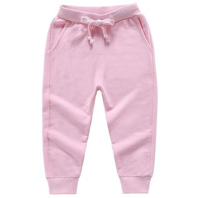 Ding-dong Baby Toddler Kid Boy Solid Cotton Active Pants Casual Drawstring Jogger Sport Jogger PantsPink,2T