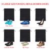 12 PCS Travel Shoe Bags, Non-Woven With Rope For Men and Women Travel Packing Shoe Organizers, X-Large, Black (12 PCS) view 2