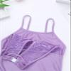 Freebily Girls Strapy Leotard with Lace Turtle Neck Overlay Tank Tops for Contemporary Ballet Gymnastic Dancing Work Out Lavender 4 view 3