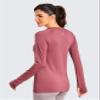 CRZ YOGA Women's Seamless Athletic Long Sleeves Sports Running Shirt Breathable Gym Workout Top Misty Merlot-Slim Fit X-Small view 2