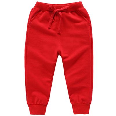 Ding Dong Baby Toddler Kid Boy Solid Cotton Active Pants Casual Drawstring Jogger Sport Jogger PantsRed,7-8T