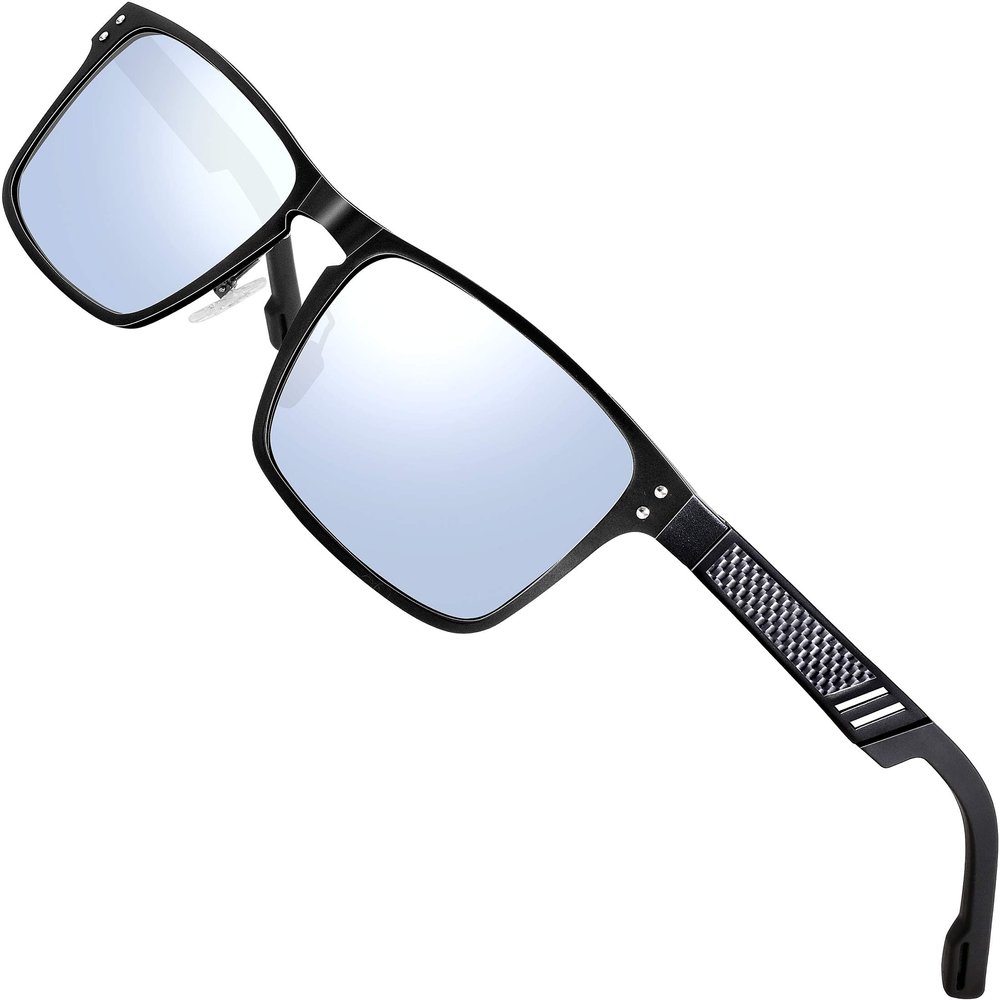ATTCL Driving Polarized Sunglasses for Men: Classic Square Al-Mg Metal Frame Lightweight UV Protection for Travel & Outdoor 6500 Silver