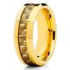 Silly Kings Jewelry Tungsten Wedding Band Carbon Fiber Ring Yellow Gold Tungsten Ring 8mm Comfort Fit (7) view 1