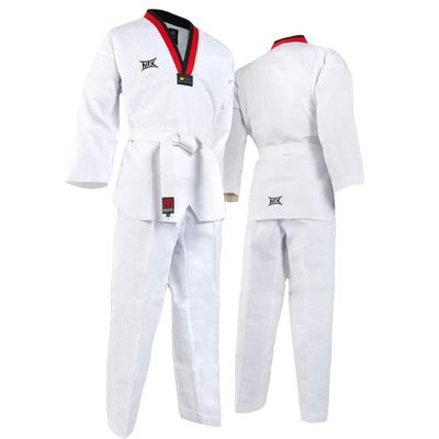 MOOTO Korea Taekwondo MTX Poom Neck Uniform WTF Logo White Color MMA Martial Arts Karate Hapkido 100~120 Sizes (110(Height: 110~119cm)(3.60~3.90ft))