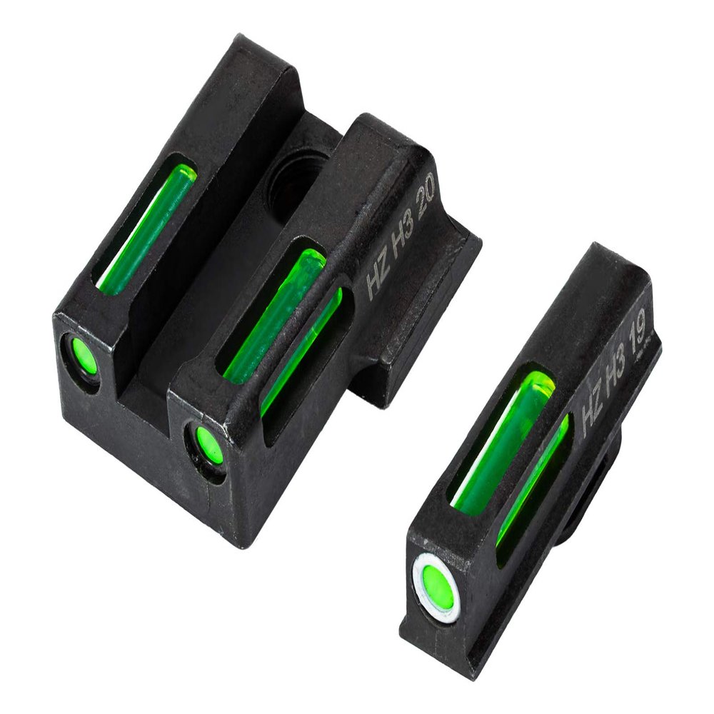HiViz Litewave H3 Sight Tritium LitePipe Day/Night for S&W EZ380, Green litepipes w/White Front Ring, Green litepipes w/White Front Ring, One Size (EZN321)