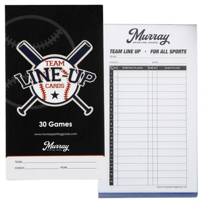 Murray Sporting Goods Baseball/Softball Lineup Cards - 30 Games with 16 Player Roster Lineup Sheet (4-Part Carbon Copies) (1)