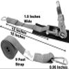 CustomTieDowns 1.5 Inch x 10 Foot Stainless Steel Ratchet Strap, Protective Pad Under Buckle, Stainless Steel Carabiner Clip with Grommet On Both Ends (not Removable). (Grey) view 2