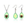 Caiyao Cute Avocado necklace earrings jewelry set Heart Shape Nucleus Fruit Funny Jewelry for Women Gifts (Heart Ncklace&Earrings) view 1