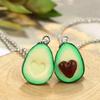 Caiyao Cute Avocado necklace earrings jewelry set Heart Shape Nucleus Fruit Funny Jewelry for Women Gifts (Heart Ncklace&Earrings) view 3