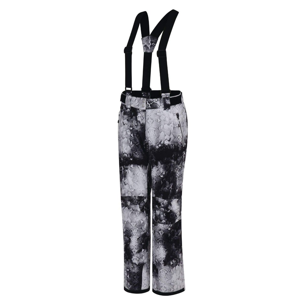 Dare 2b Women's Effused Ski Pants 4-Way Stretch Advanced Winter Snow Gaiters Breathable Waterproof Shell Outerlayer - Monochrome Snakeskin Print, 4 Regular