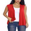 EXCHIC Women's Sleeveless Open Front Cardigan Vest Lightweight Cool Coat (S, Red) view 2
