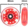 AOWISH 2-Pack Light Up Scooter Rear Wheels 80mm Flash Flashing Inline Skates Replacement Wheel with Bearings ABEC 9 for Adjustable 3-Wheel Kick Scooters (Red) view 3