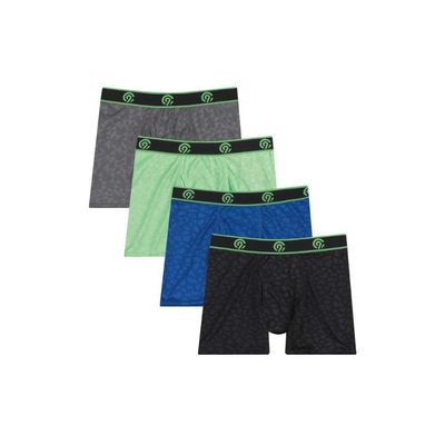 C9 Champion Boys' Lightweight Performance Embossed Boxer Briefs, Hardware Gray, Extreme Green, Awesome Blue, New Ebony, S