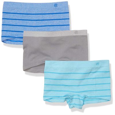 C9 Champion Girls' Seamless Boyshort, Summer Splash Heather-Concrete-Groove Blue Heather, L