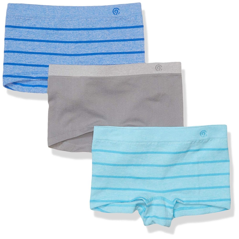 C9 Champion Girls' Seamless Boyshort, Summer Splash Heather-Concrete-Groove Blue Heather, L
