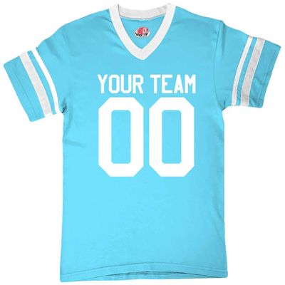 Custom Aqua and White Fan Jersey Choice of Economical 1 Color Print Youth Large