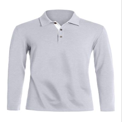 KUYIGO Mens Classic Dry Fit Long Sleeve Golf Polo Shirts Casual Basic Designed with Cotton Shirt Large Light Grey