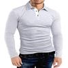 KUYIGO Mens Classic Dry Fit Long Sleeve Golf Polo Shirts Casual Basic Designed with Cotton Shirt Large Light Grey view 2