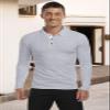 KUYIGO Mens Classic Dry Fit Long Sleeve Golf Polo Shirts Casual Basic Designed with Cotton Shirt Large Light Grey view 3