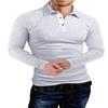 KUYIGO Mens Classic Dry Fit Long Sleeve Golf Polo Shirts Casual Basic Designed with Cotton Shirt Large Light Grey view 4