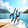 Alomejor 2 Pcs Boat Oar Lock Marine Rowlock Horn Side Mount for Oars Rod and Fishing Rod Support Bracket for Sea Fishing Boating(Black) view 3